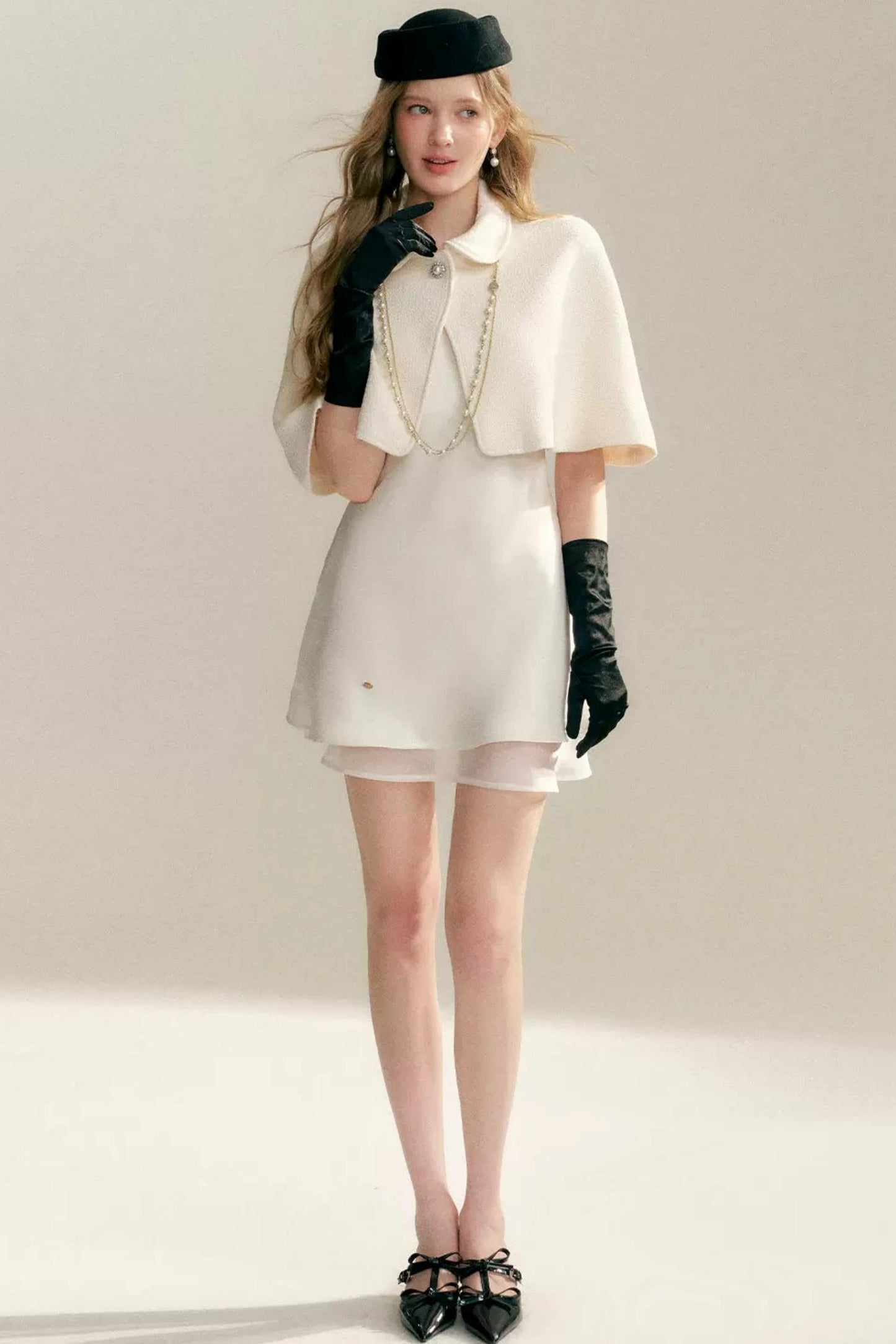 Acetate Halter Cape Dress Set-Up