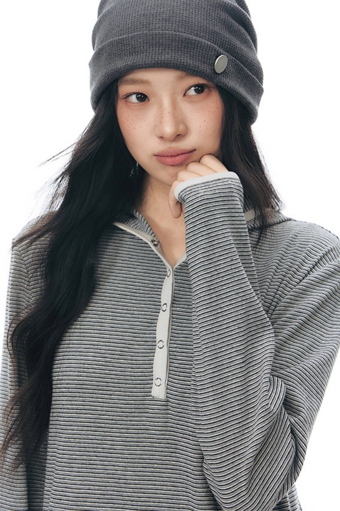 Striped Hooded Color-Block Top