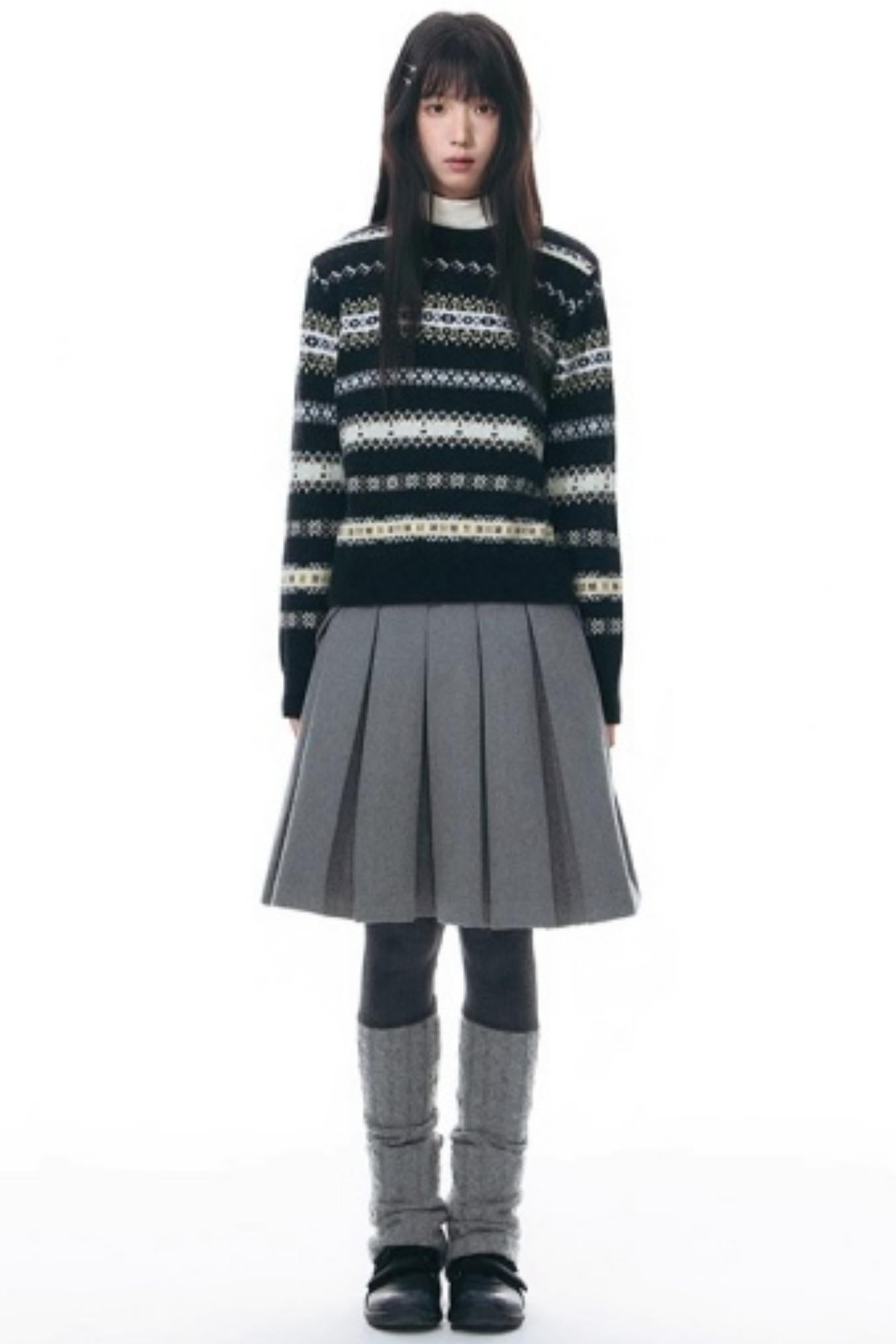 Fair Isle Jacquard Striped Sweater