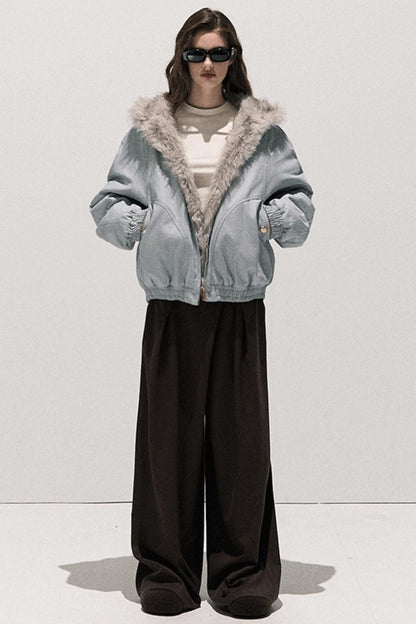 Tencel Wool Pleats Wide-Leg Pants