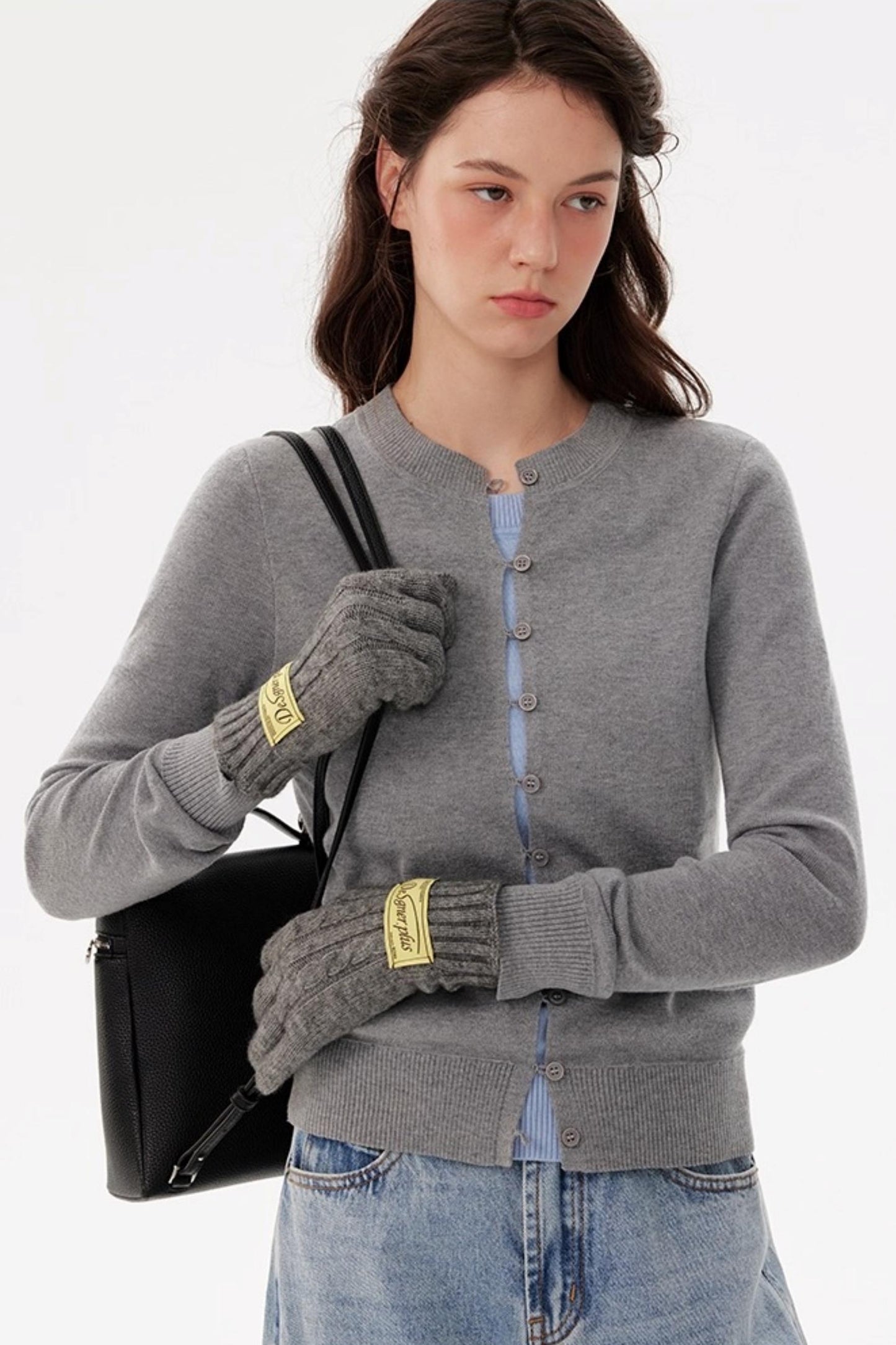 Fashionable Crew Neck Cardigan Sweater