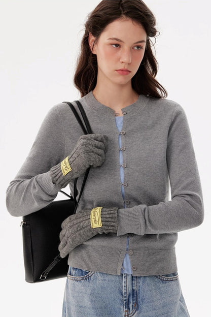 Fashionable Crew Neck Cardigan Sweater