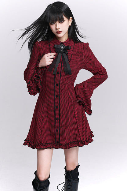 Red Plaid Shirt Dress