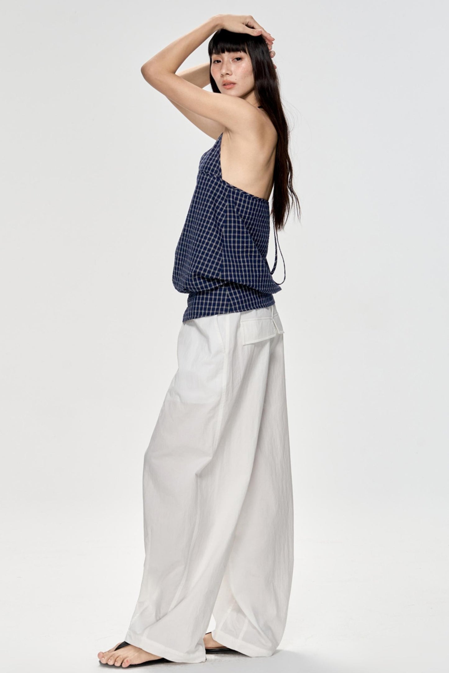 Backless Plaid Tank Top