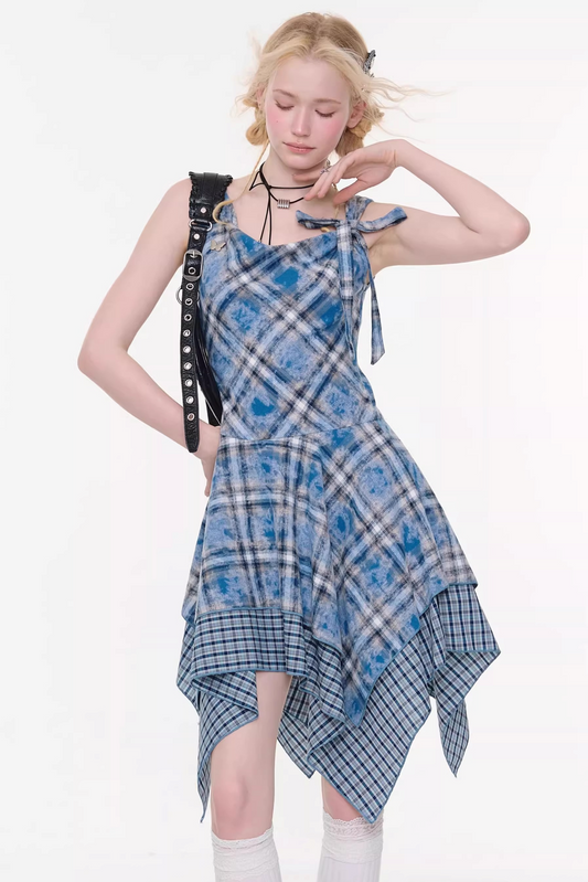 Sea Mist Blue Plaid Dress