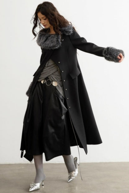 Retro Wool Fur-Collar Coat