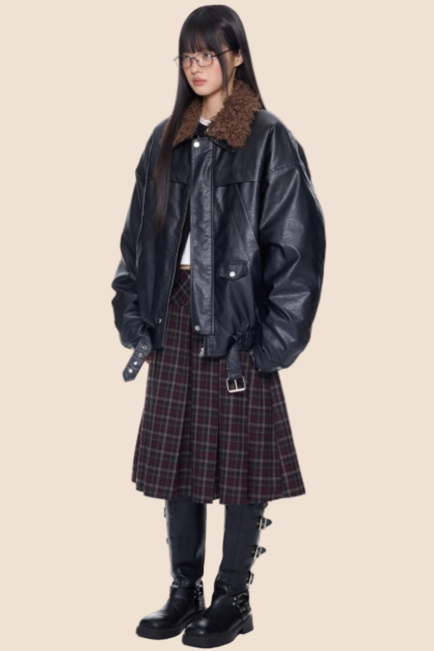 Fur Collar Leather Jacket