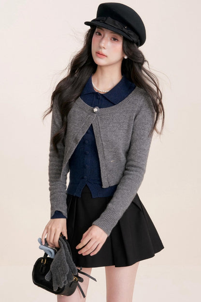 Cashmere Wool Crew Neck Knit Coat