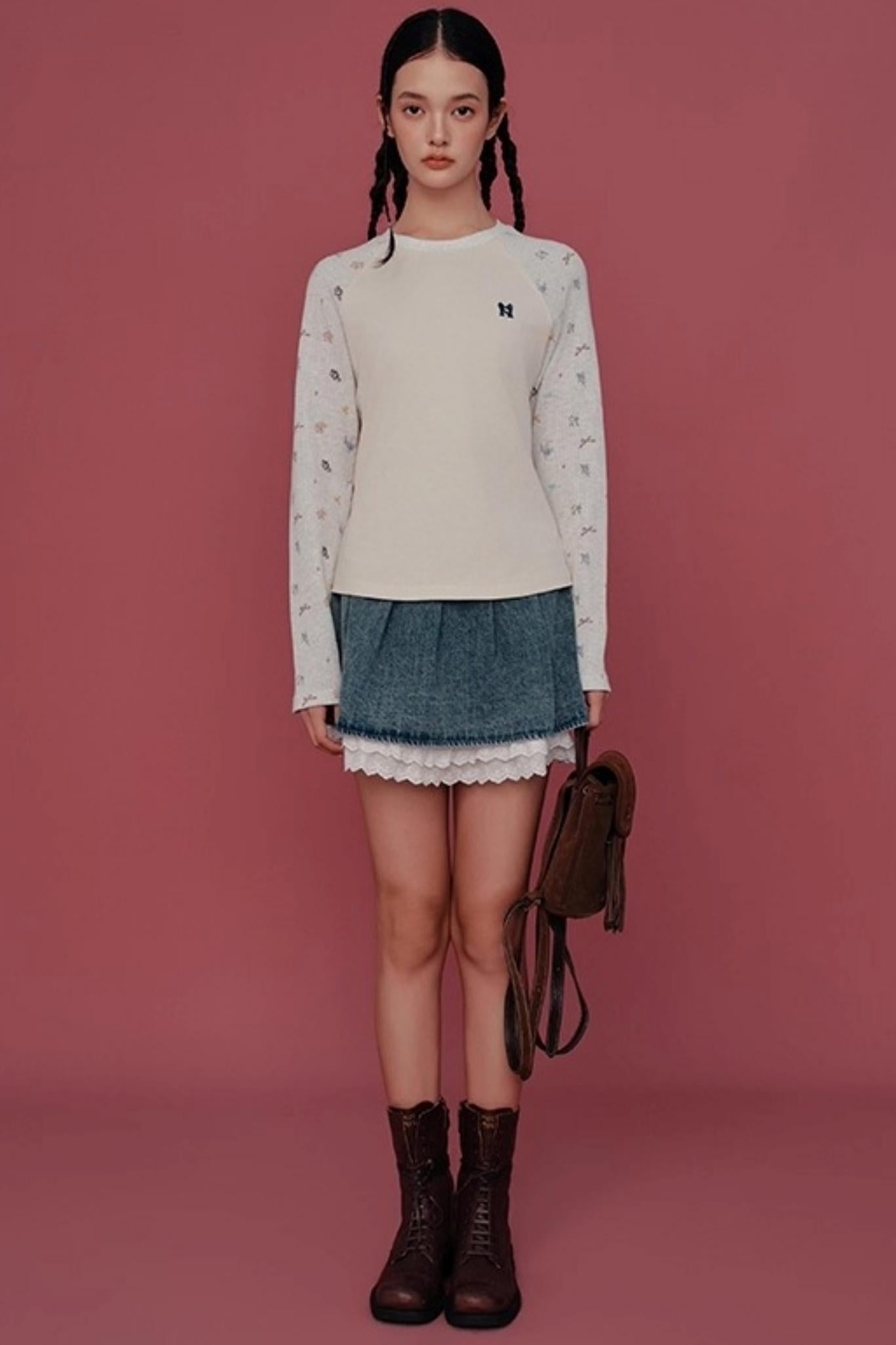 Floral Raglan Sleeve T-Shirt