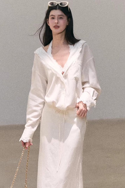 Lyocell Lace Vacation Shirt Set-Up