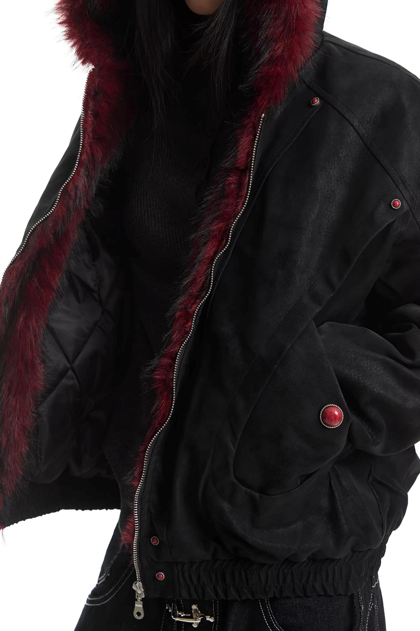 Retro Fur Collar Hooded Cotton Jacket