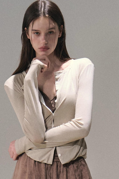 Honest Pleats Reversible Knitted Cardigan Top