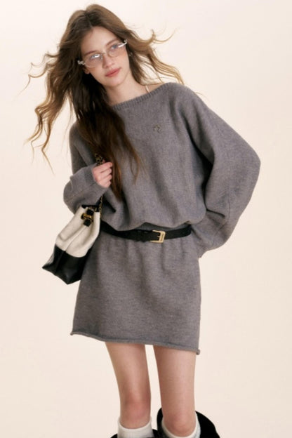 French Knit Off-Shoulder Dress