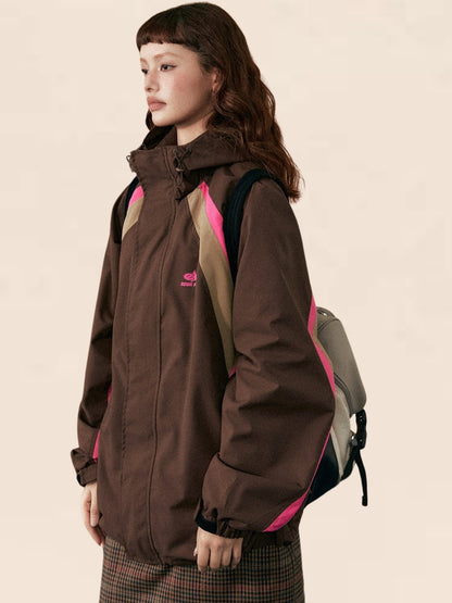 EZEK Jacket Women's 2024 New Spring Stitching Contrasting Retro Outdoor Mountain Loose Mountaineering Jacket Tide