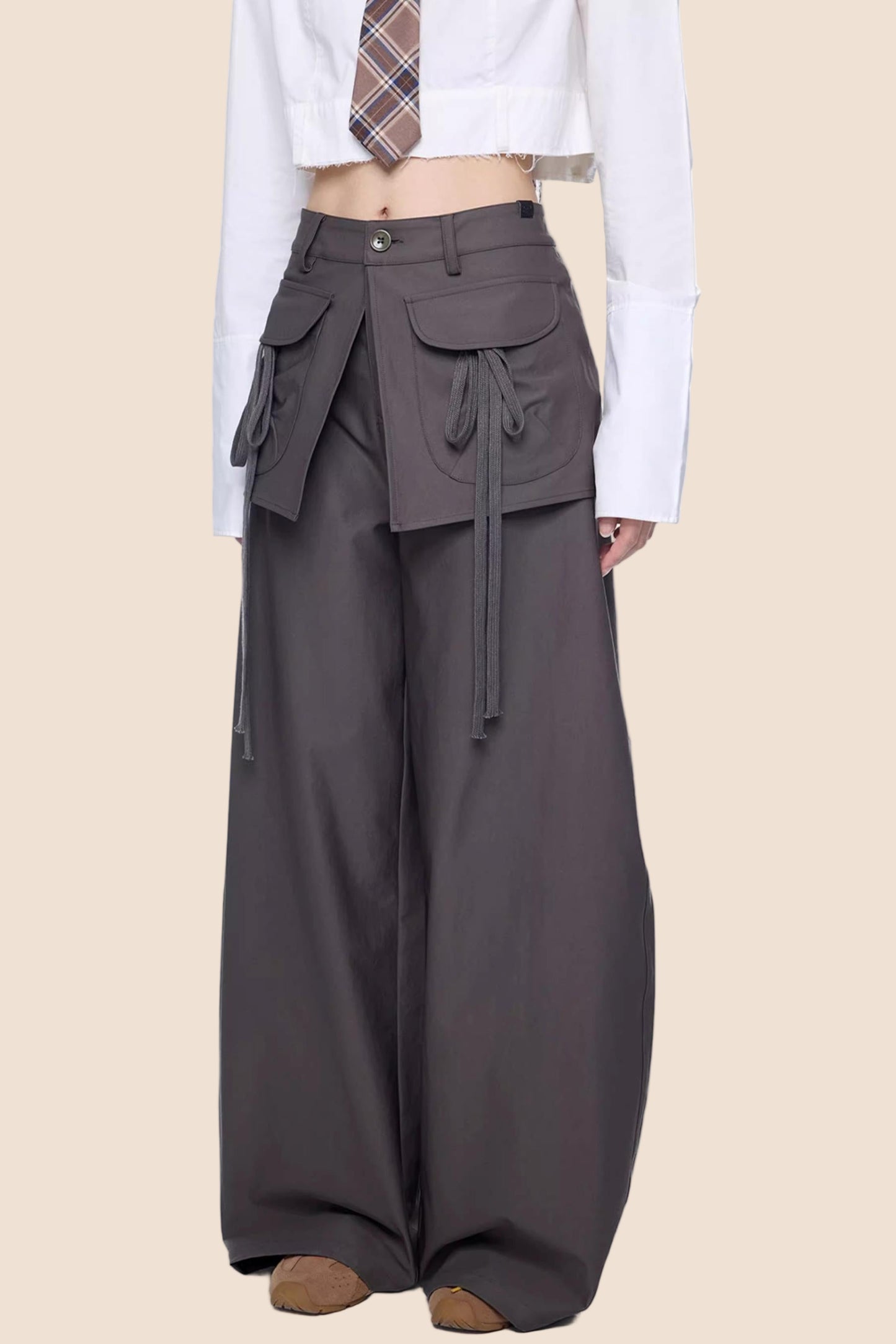 Patchwork Drapey Wide-Leg Pants