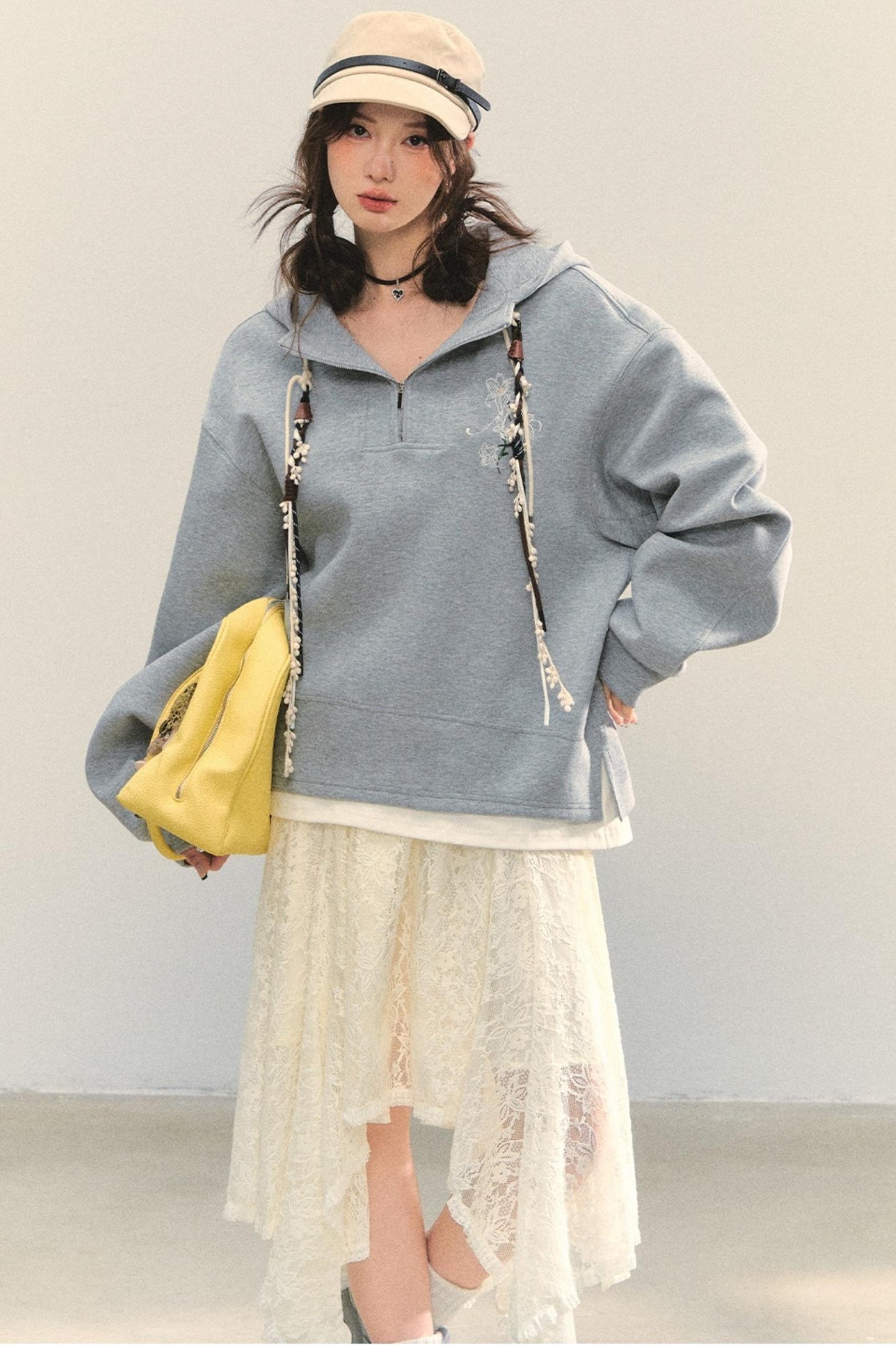 Embroidered Flower Sweatshirt