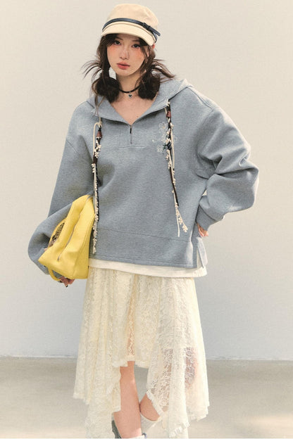 Embroidered Flower Sweatshirt