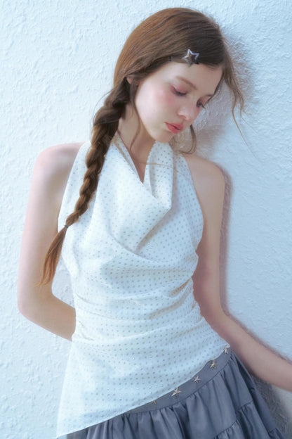 Beige Blue Swing Top