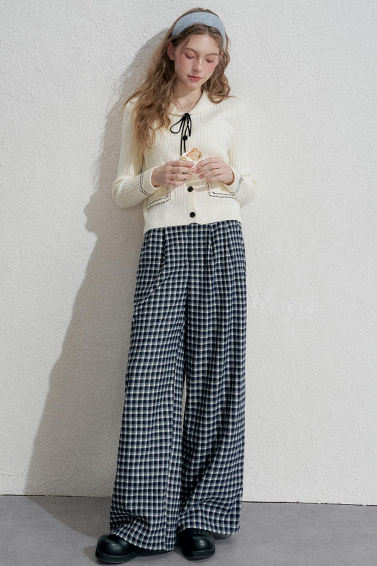 Blue Plaid Woolen Trousers
