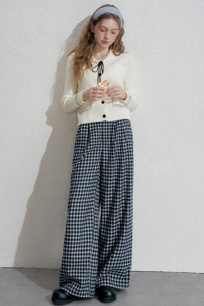Blue Plaid Woolen Trousers