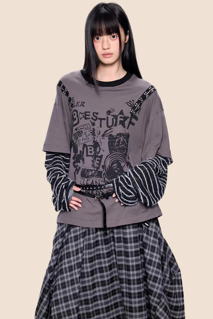 Rivet Patchwork Striped Top