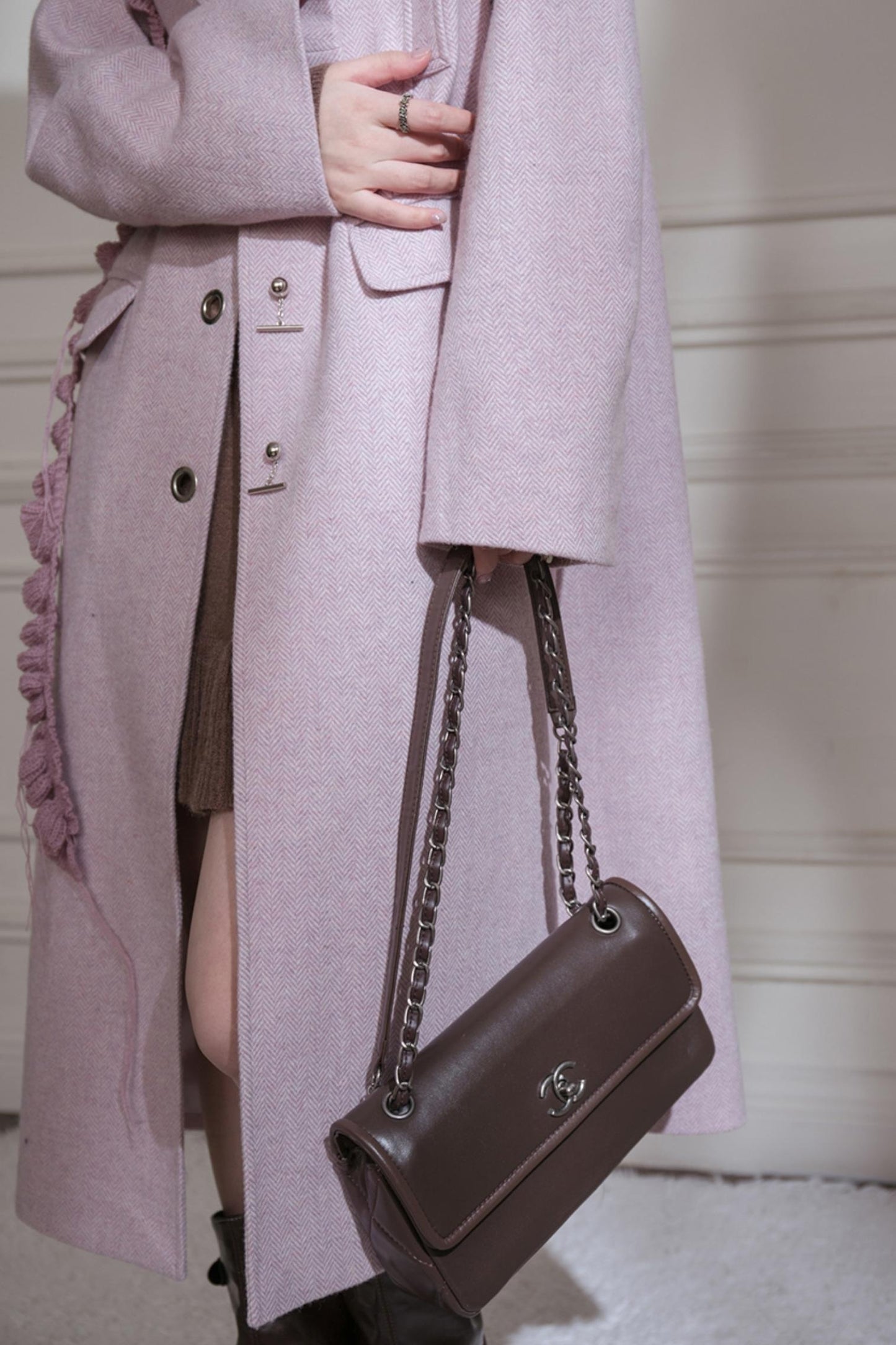 Herringbone Tweed Coat