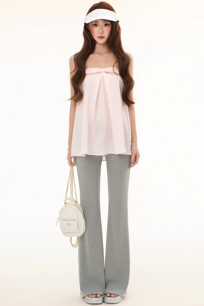 Satin Bowknot Camisole Set-Up