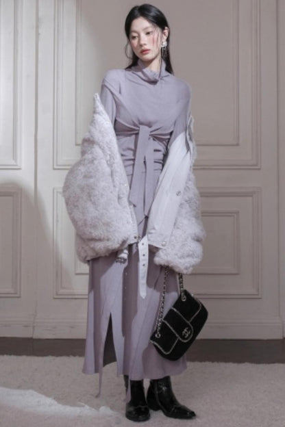 Gray Taro Tie-Dye Knit Set