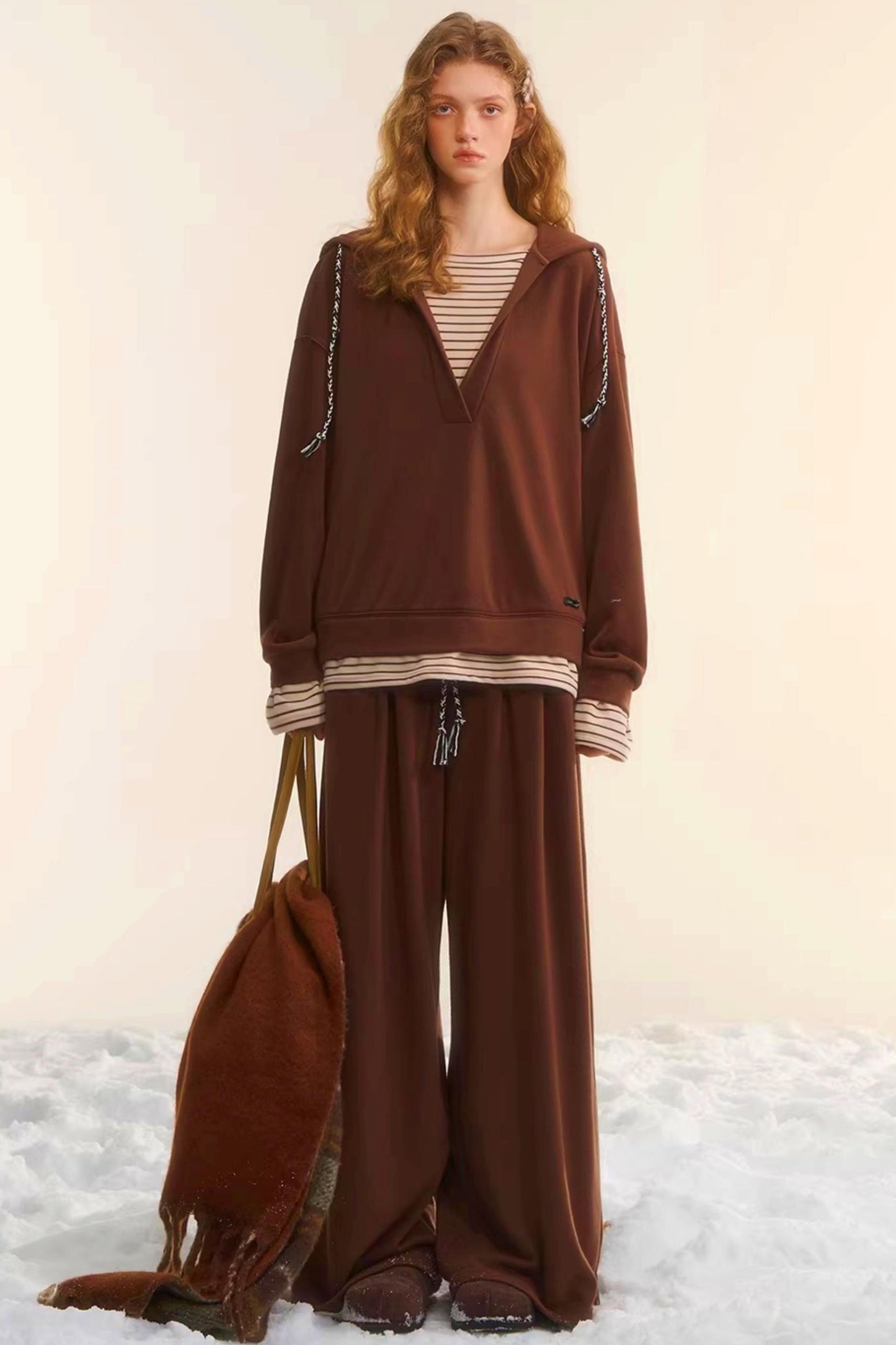 Retro Striped Patchwork Sweatshirt Set-Up