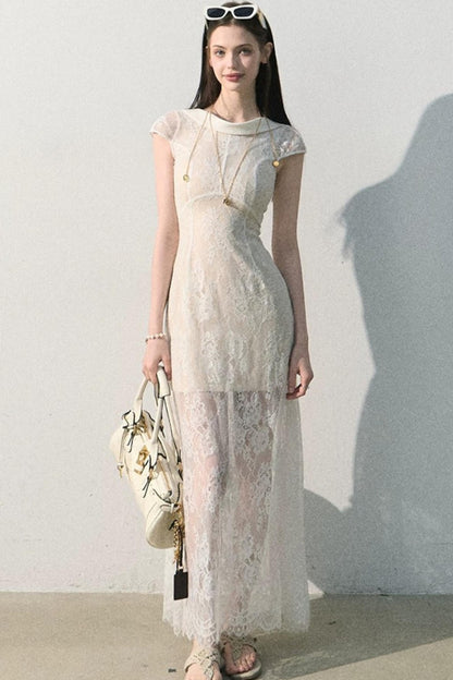 Abito jacquard in pizzo nuvola