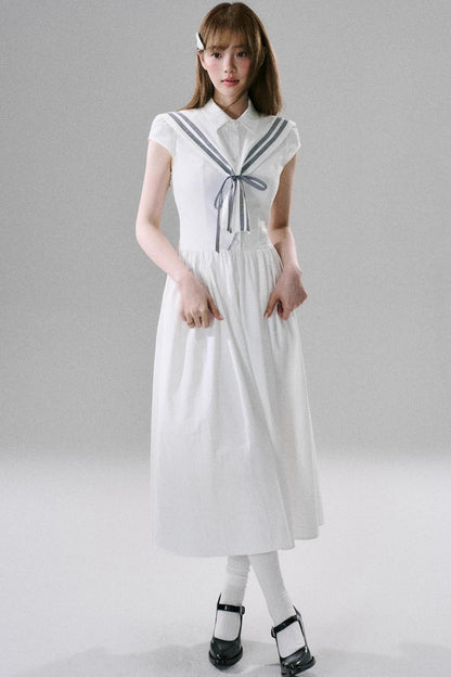 Minimal Sailor-Inspired Long Dress