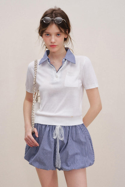 High-Waist Lace-Up Bubble Shorts