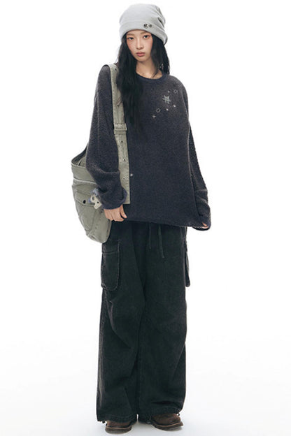 Embroidered Star Knit Sweater