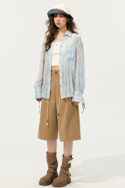 Pleated Wide-Leg Shorts