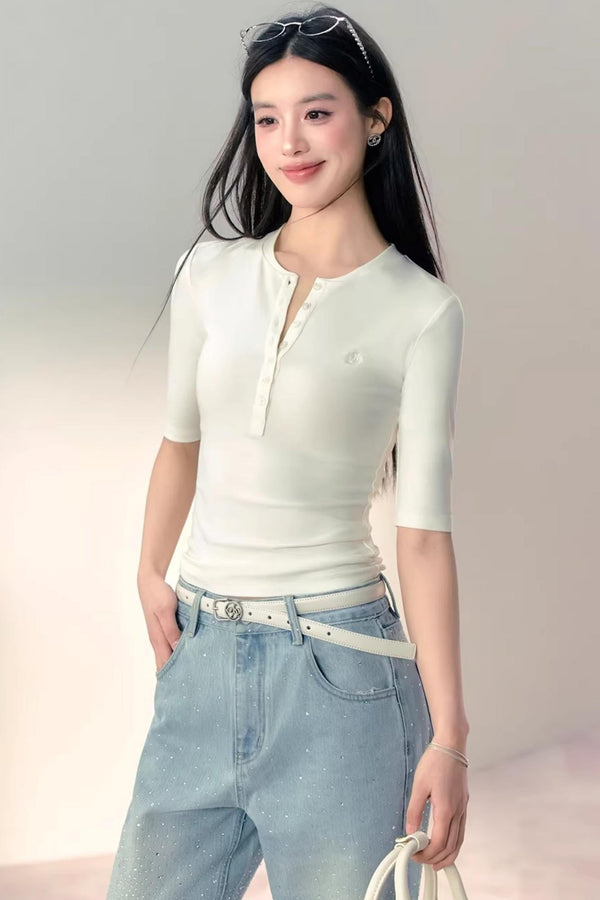 Versatile Slim-Fit Henley Top