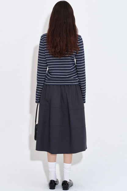 Versatile Airy Silhouette Elastic Waist Skirt