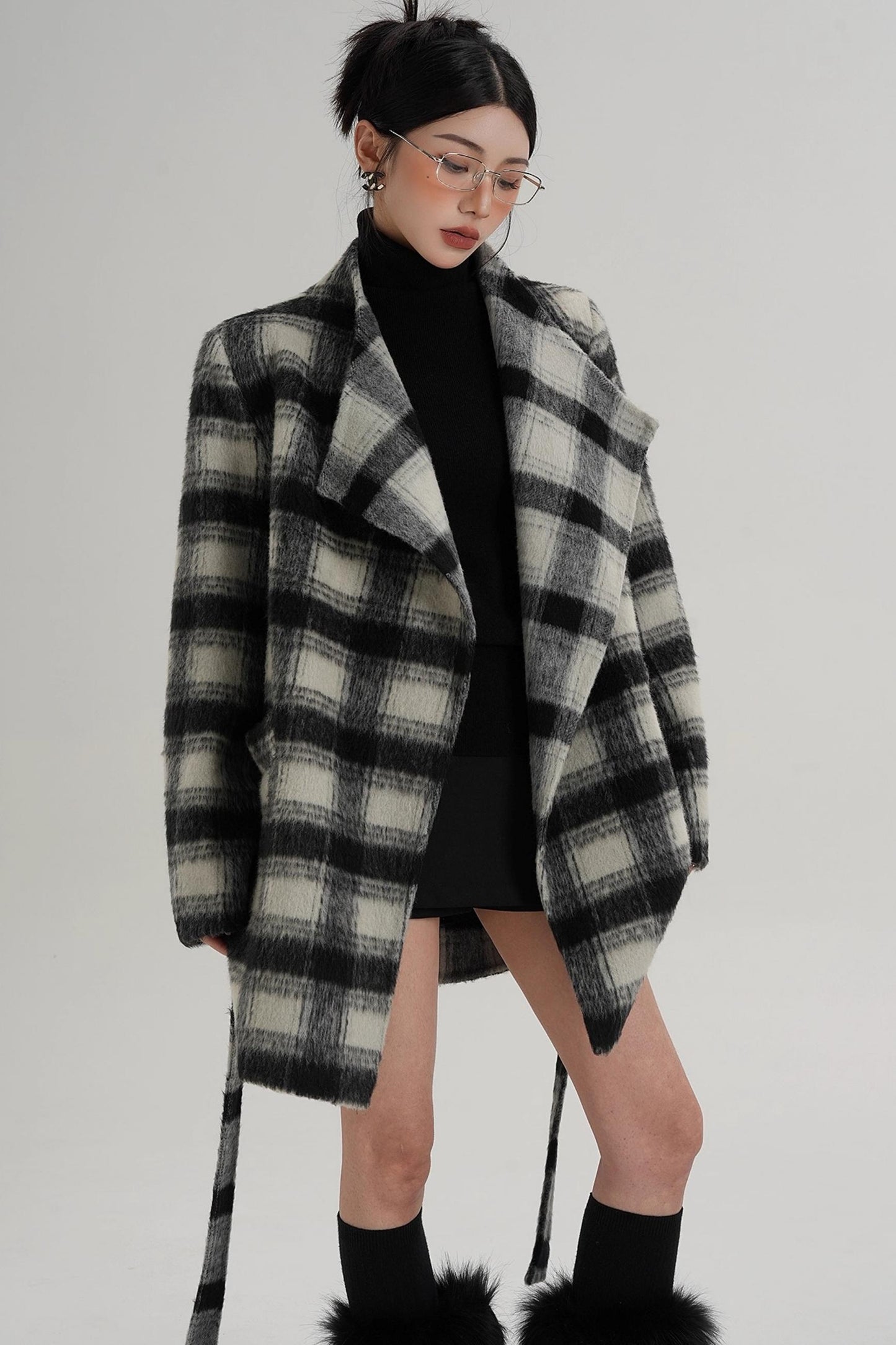 Elegant Plaid Wool Coat