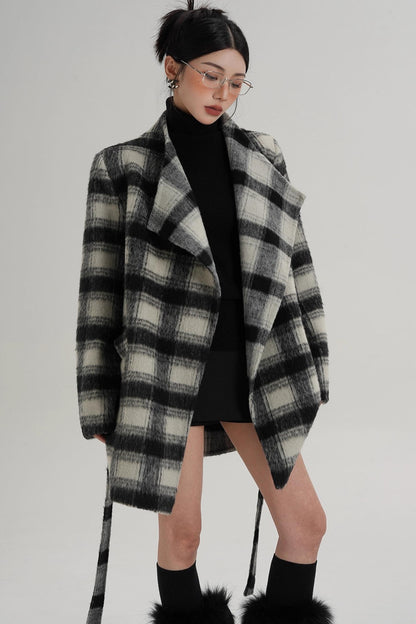 Elegant Plaid Wool Coat