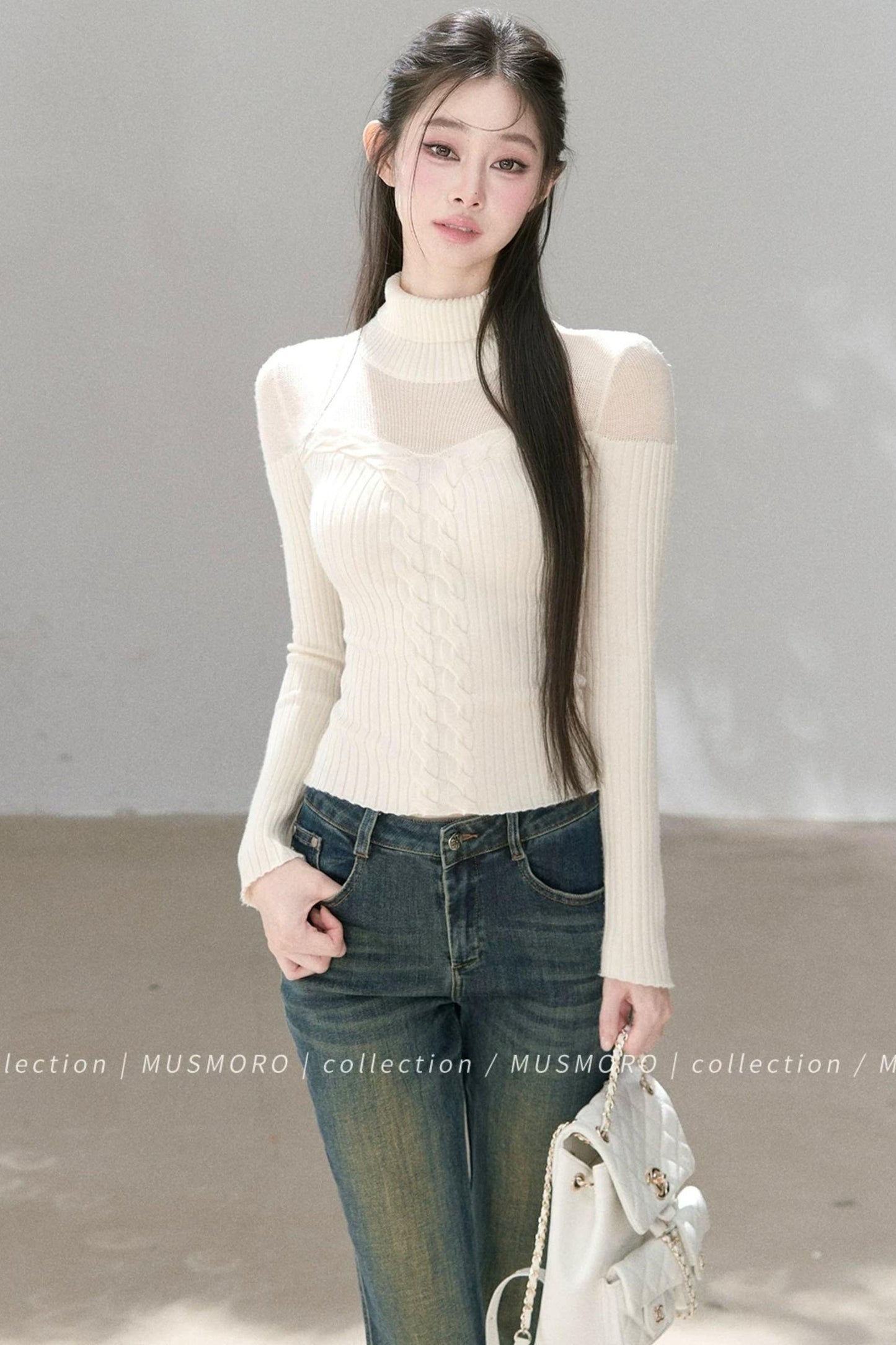 Wool Blend Hollow Knit Top