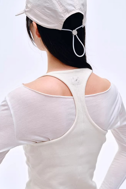 Retro U-Neck Slim-Fit Top