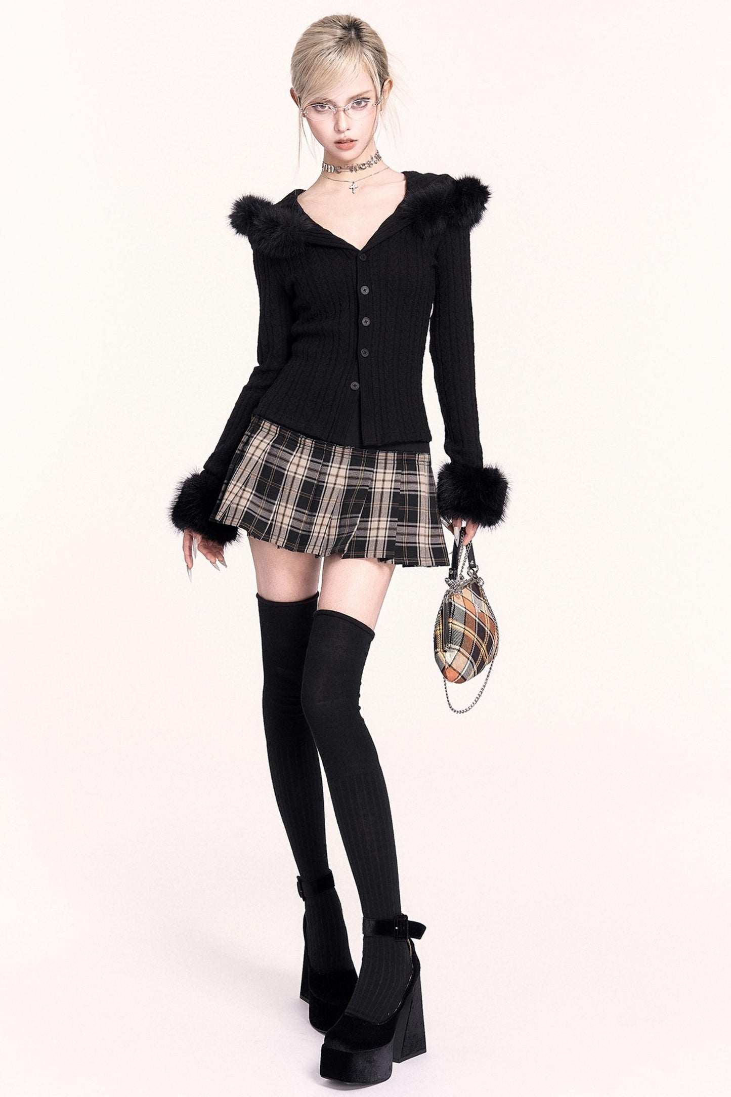 Detachable Fur Collar Hooded Top