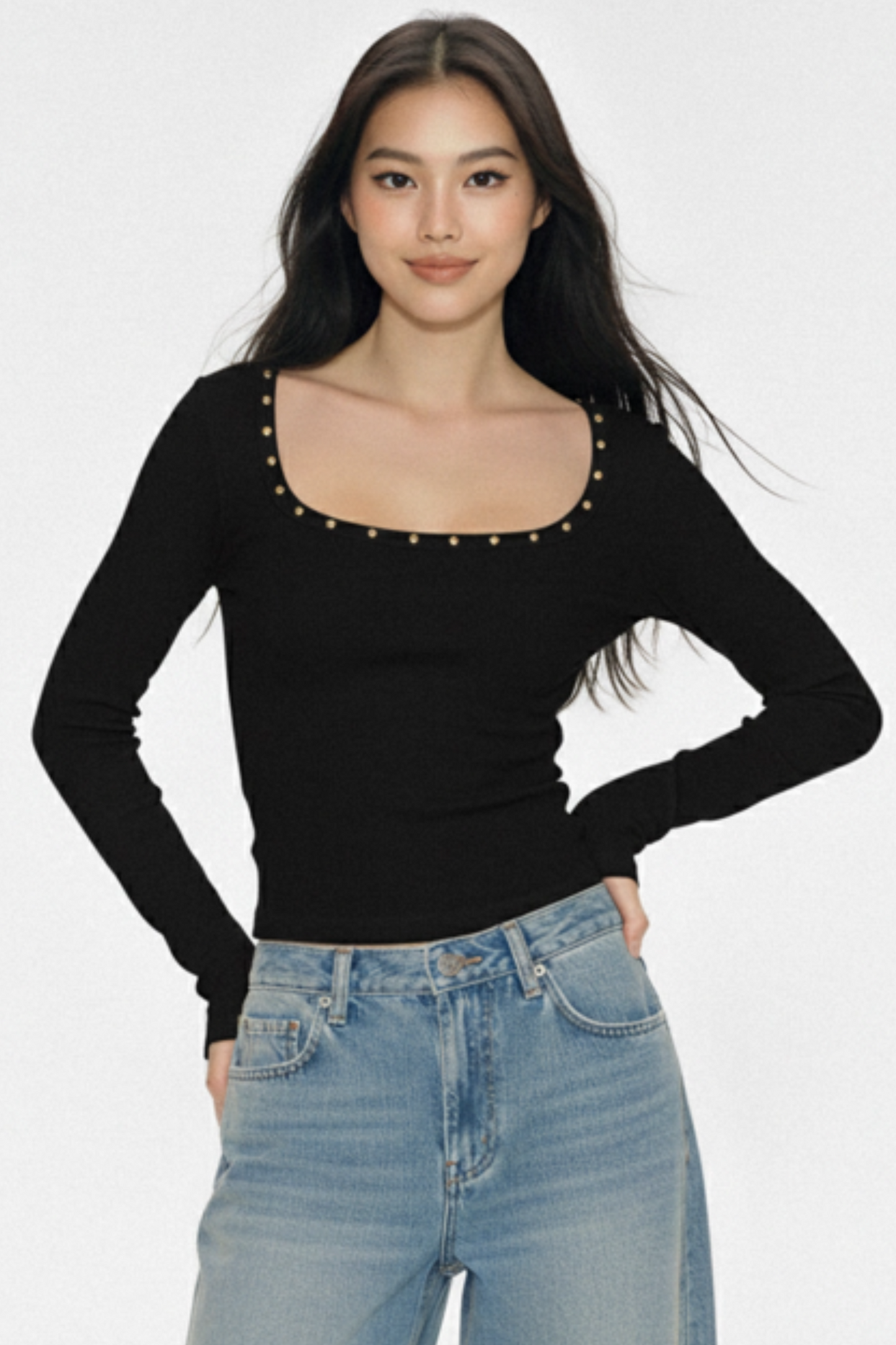 Retro Rivet Knit Top