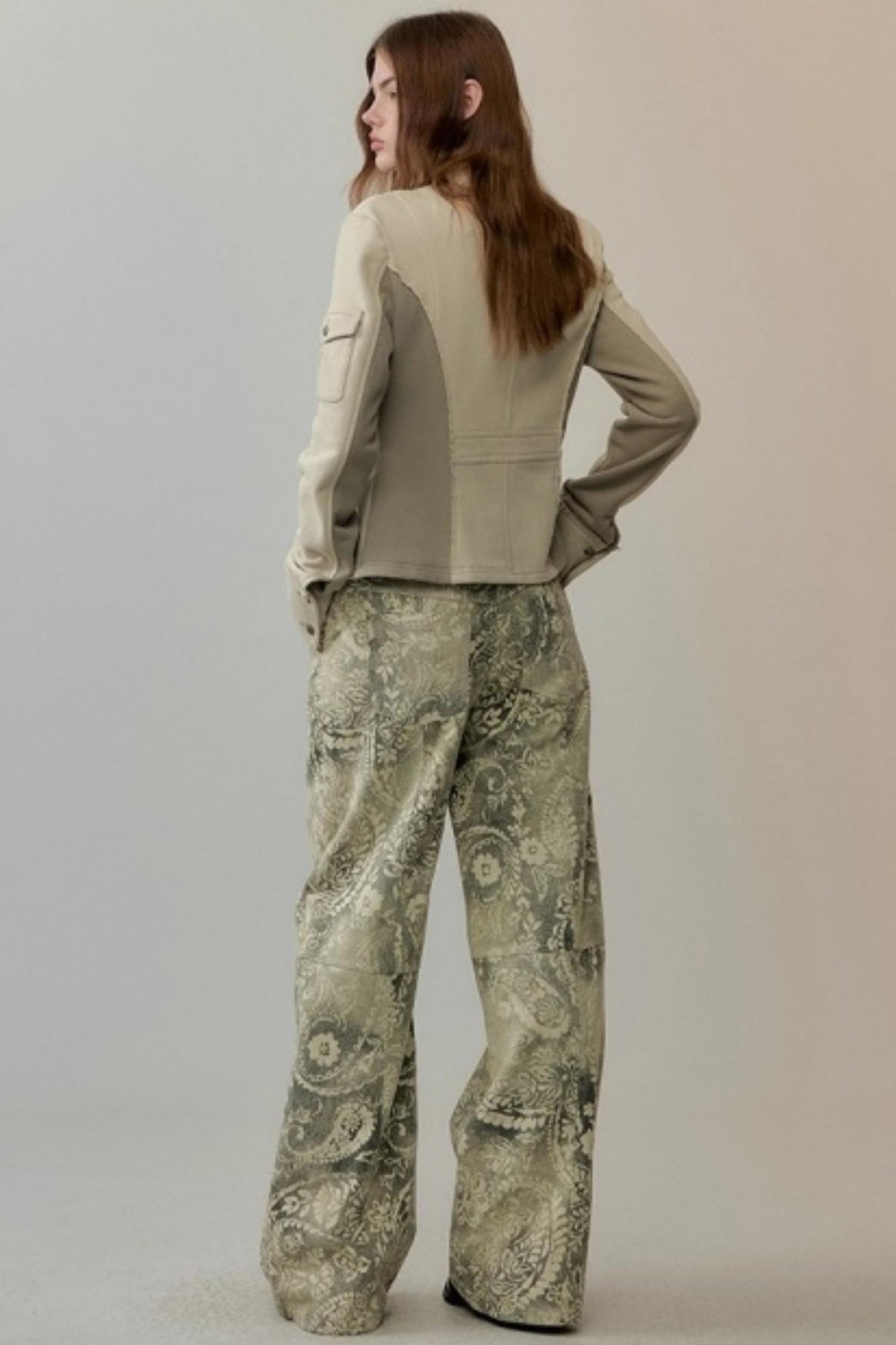 Two-Tone Velvet Suede Sweatshirt