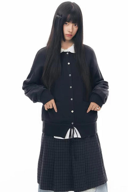 Elastic Knit Button Cardigan