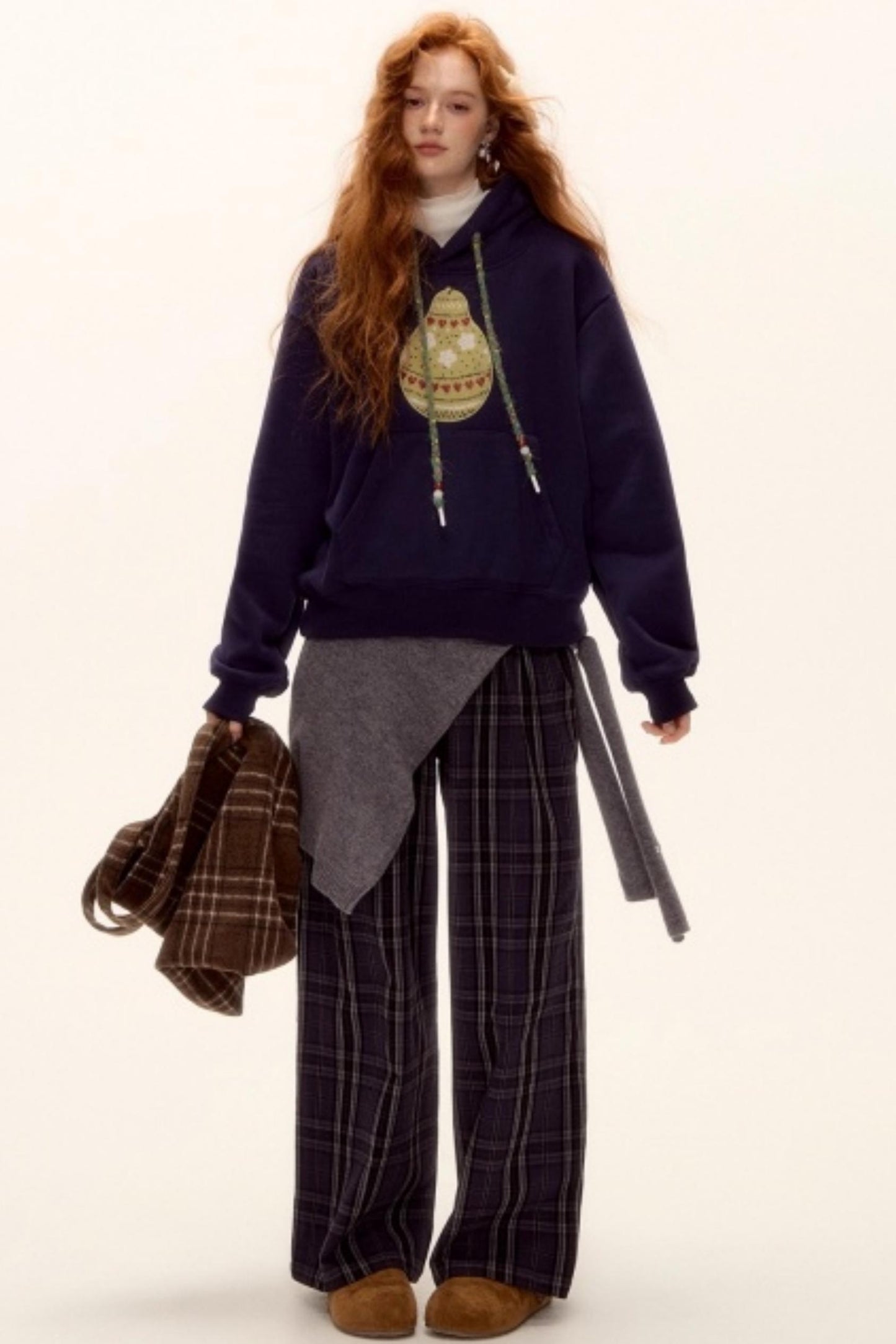 Brushed Fair Isle Knit Hoodie Sweater