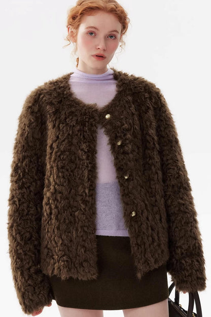 Hazelnut Chocolate Fur Coat