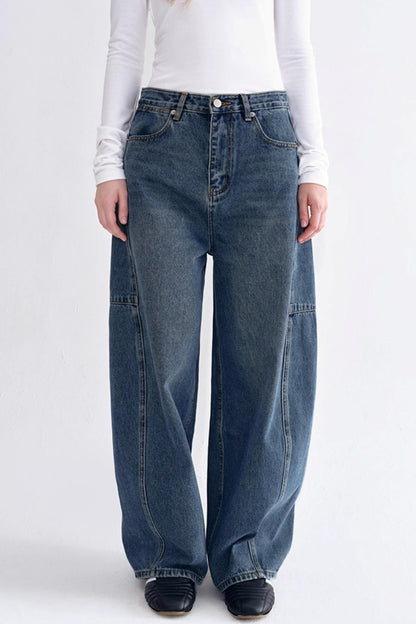 Loose Scimitar Split Brushed Jeans