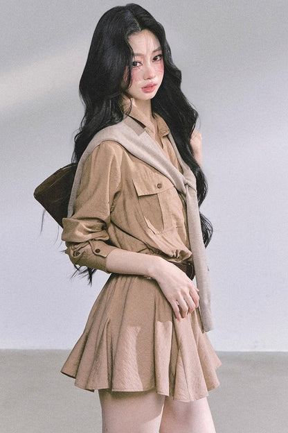 Plaid Two-Piece Winter Dress Set-Up