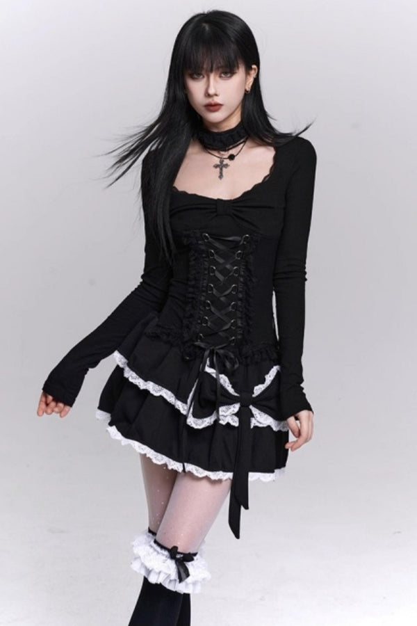 Gothic Black Cinched Top