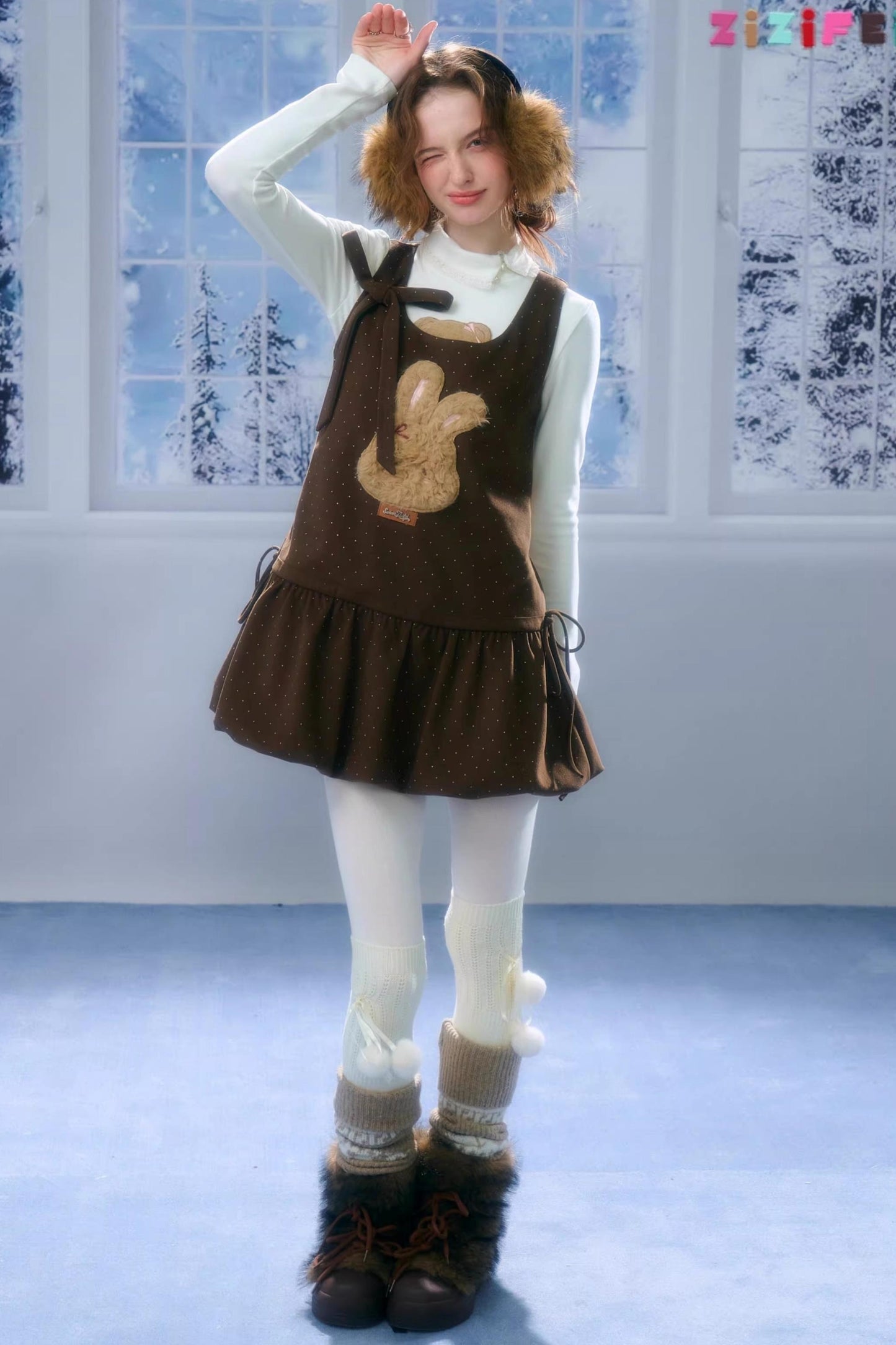 Caramel Polka Dot Vest Dress